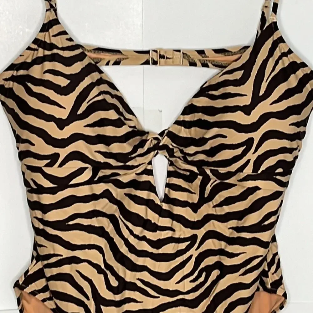 NWT J.Crew Front Twist one-piece in zebra stripe